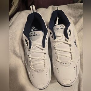Nike Air Monarch IV Men's White and Navy Athletic Shoes Size 13